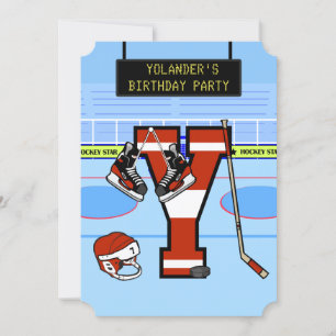Personalisierter Anfangsbrief Y Eishockey Einladung