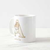 Personalisierter Anfangsbuchstabe A Weihnachtsenge Kaffeetasse (Vorderseite Links)