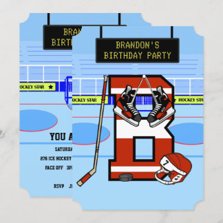 Personalisierter Anfangsbuchstabe B Eishockey Einladung