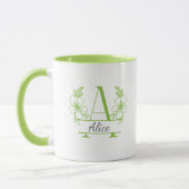 Personalisierter Anfangsbuchstabe Blumenmonogramm- Tasse (Links)