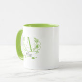 Personalisierter Anfangsbuchstabe Blumenmonogramm- Tasse (Vorderseite Links)