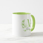 Personalisierter Anfangsbuchstabe Blumenmonogramm- Tasse (VorderseiteRechts)