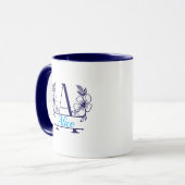 Personalisierter Anfangsbuchstabe Blumenmonogramm- Tasse (Vorderseite Links)