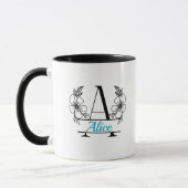 Personalisierter Anfangsbuchstabe Blumenmonogramm- Tasse (Links)