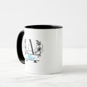 Personalisierter Anfangsbuchstabe Blumenmonogramm- Tasse (Vorderseite Links)