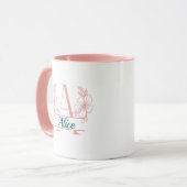 Personalisierter Anfangsbuchstabe Blumenmonogramm- Tasse (Vorderseite Links)