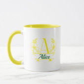 Personalisierter Anfangsbuchstabe Blumenmonogramm- Tasse (Links)