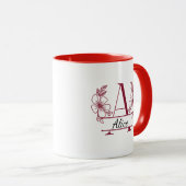 Personalisierter Anfangsbuchstabe Blumenmonogramm- Tasse (VorderseiteRechts)