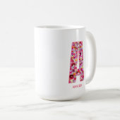 Personalisierter Anfangsbuchstabe | Blumiger Buchs Kaffeetasse (VorderseiteRechts)
