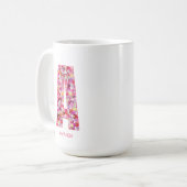 Personalisierter Anfangsbuchstabe | Blumiger Buchs Kaffeetasse (Vorderseite Links)