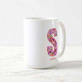 Personalisierter Anfangsbuchstabe | Floraler Buchs Kaffeetasse (VorderseiteRechts)