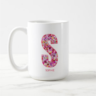 Personalisierter Anfangsbuchstabe Floraler Buchs Kaffeetasse