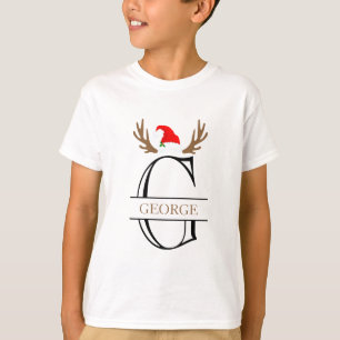 Personalisierter Anfangsbuchstabe G Weihnachtsmann T-Shirt