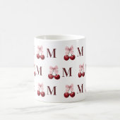 Personalisierter Anfangsbuchstabe Kirsch-Gingham-M Kaffeetasse (Mittel)