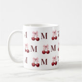Personalisierter Anfangsbuchstabe Kirsch-Gingham-M Kaffeetasse (Links)