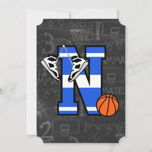 Personalisierter Anfangsbuchstabe N Einladung (Vorderseite)