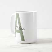 Personalisierter Anfangsbuchstabe Name Grüne Tasse (Vorderseite Links)