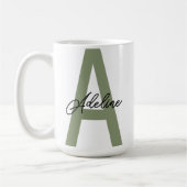 Personalisierter Anfangsbuchstabe Name Grüne Tasse (Links)