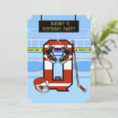 Personalisierter Anfangsbuchstabe Q Eishockey Einladung (Stehend Vorderseite)