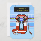 Personalisierter Anfangsbuchstabe Q Eishockey Einladung (Vorderseite)