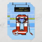 Personalisierter Anfangsbuchstabe Q Eishockey Einladung (Vorne/Hinten)