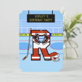 Personalisierter Anfangsbuchstabe R Eishockey Einladung (Stehend Vorderseite)