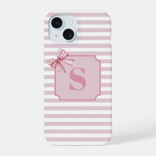 Personalisierter Anfangsbuchstabe Rosa Schleife Co iPhone 15 Hülle