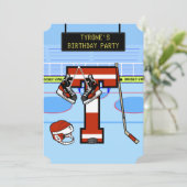 Personalisierter Anfangsbuchstabe T Eishockey Einladung (Stehend Vorderseite)