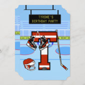 Personalisierter Anfangsbuchstabe T Eishockey Einladung (Vorne/Hinten)