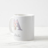 Personalisierter Anfangsbuchstabe Tasse: Florales  Kaffeetasse (Vorderseite Links)