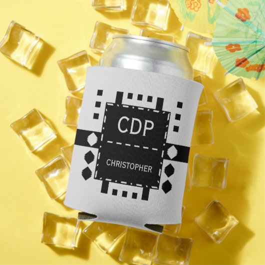 Personalisierter Anfangsname Diamantform schwarz Dosenkühler (In Situ Sommer)