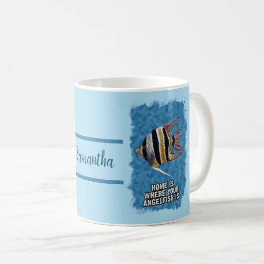 Personalisierter AngelFish Aquarium Geschenk für H Kaffeetasse (VorderseiteRechts)
