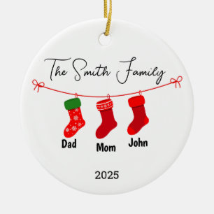Personalisierter Anhänger für eine Familie mit dre Keramik Ornament