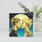 Personalisierter Anime Couple Moon Valentinstag Karte (Stehend Vorderseite)