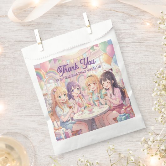 Personalisierter Anime-Mädchen-Eiscreme-Geburtstag Geschenktütchen (Ausgeschnitten)