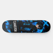 Personalisierter Anime Schwarzer Cyan Samurai Skateboard (Horizontal)