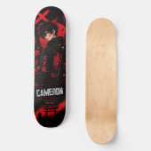 Personalisierter Anime Schwarzer Roter Samurai Skateboard (Vorderseite)