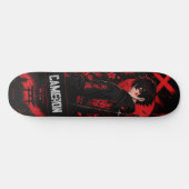 Personalisierter Anime Schwarzer Roter Samurai Skateboard (Horizontal)