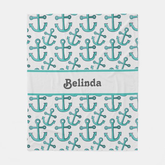 Personalisierter Anker Fleecedecke (Vorderseite)