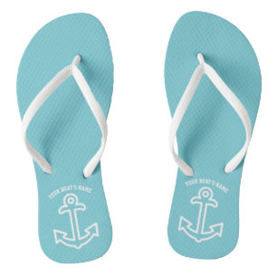 Personalisierter Anker Flip Flops Aqua Blue Badesandalen