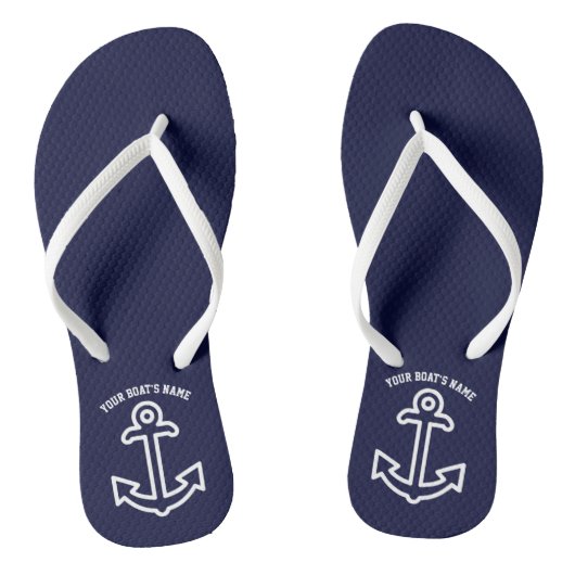Personalisierter Anker Flip Flops Navy Blue Badesandalen (Fußbett)