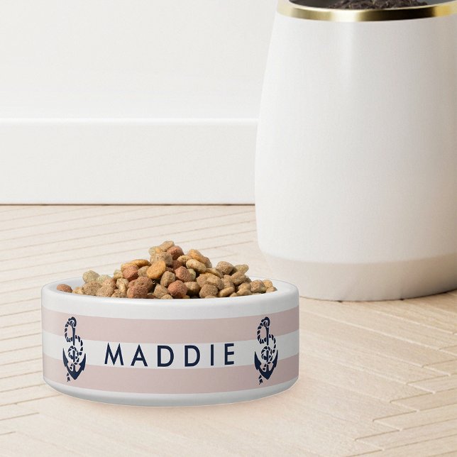 Personalisierter Anker für nautisches Rosa Streife Napf (Von Creator hochgeladen)