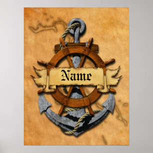 Personalisierter Anker und Rad Poster