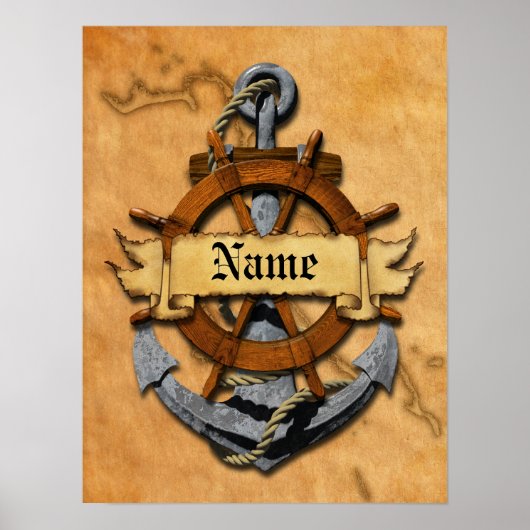 Personalisierter Anker und Rad Poster (Vorne)