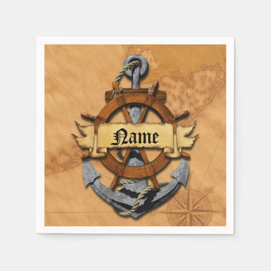 Personalisierter Anker und Rad Serviette (Vorderseite)