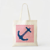 Personalisierter Anker und rosa Zigzag Tote Tasche (Vorne)