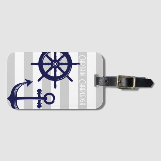 Personalisierter Anker und Schiffshubschrauber Gepäckanhänger (Vorderseite (Horizontal))