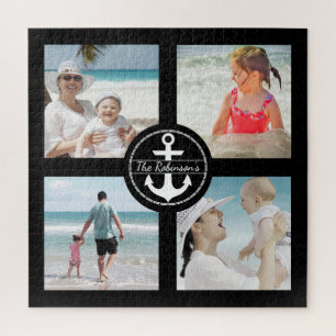 Personalisierter Ankerfoto Collage Black Puzzle