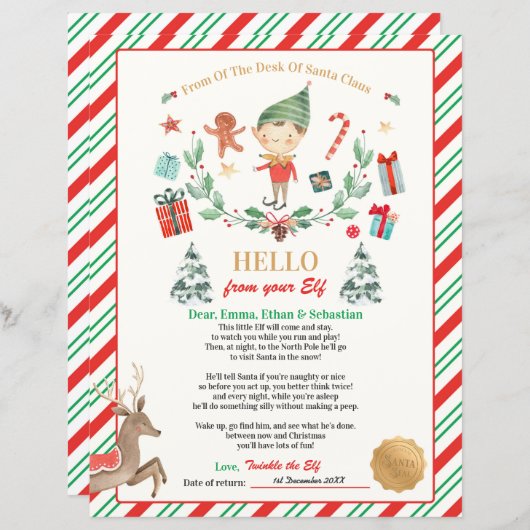Personalisierter Ankunftsbrief der Elf (Vorne/Hinten)