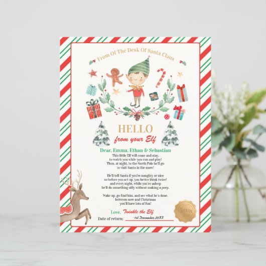 Personalisierter Ankunftsbrief der Elf (Stehend Vorderseite)